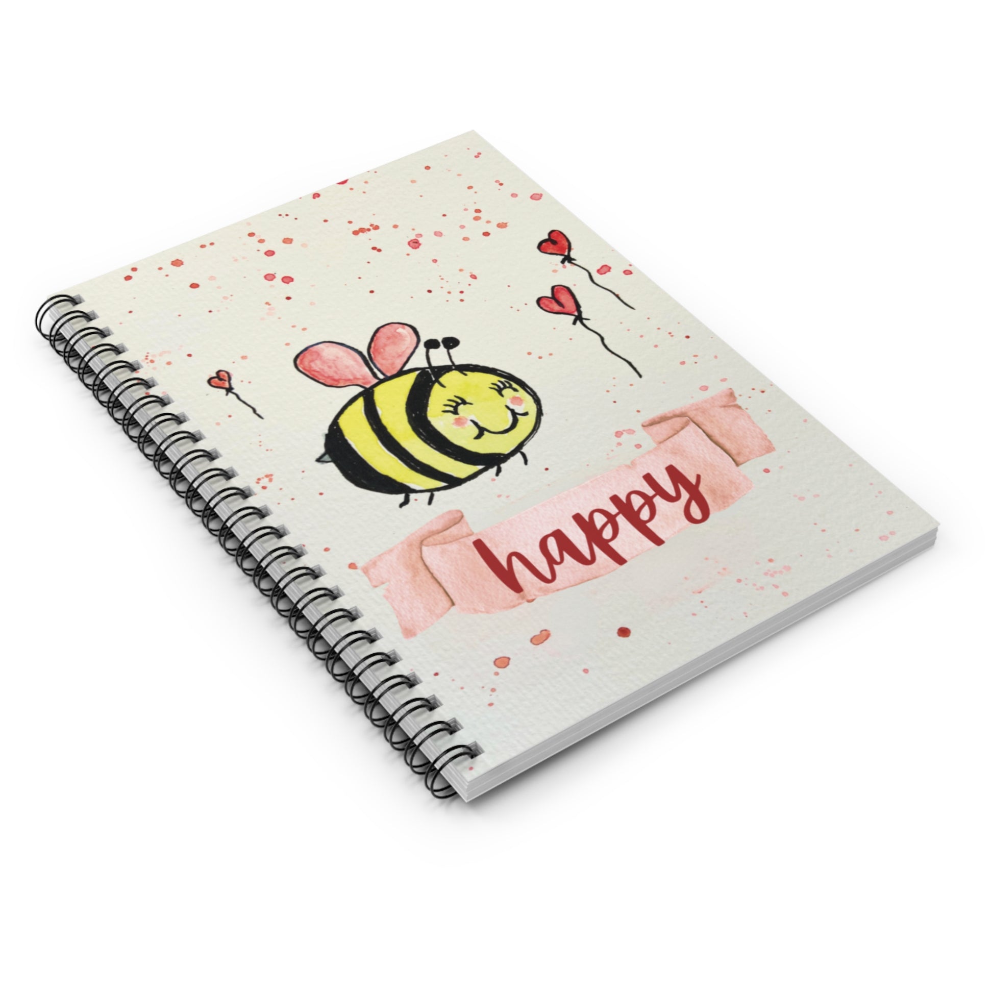 Bee Happy Spiral Notebook – Whimsical Watercolor Journal for Joy, Notes & Gifts