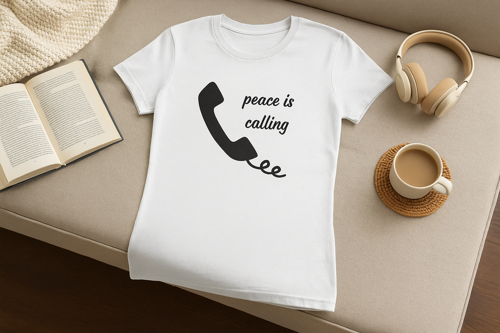 Peace Is Calling Women’s T-Shirt – Slim Fit Positive Message Tee for Everyday Calm