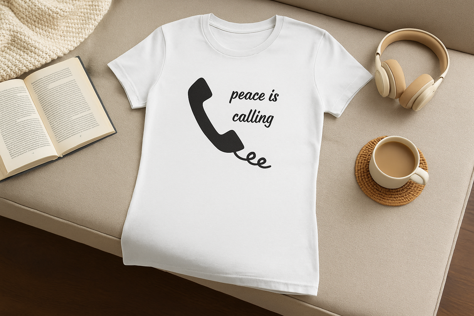 Peace Is Calling Women’s T-Shirt – Slim Fit Positive Message Tee for Everyday Calm