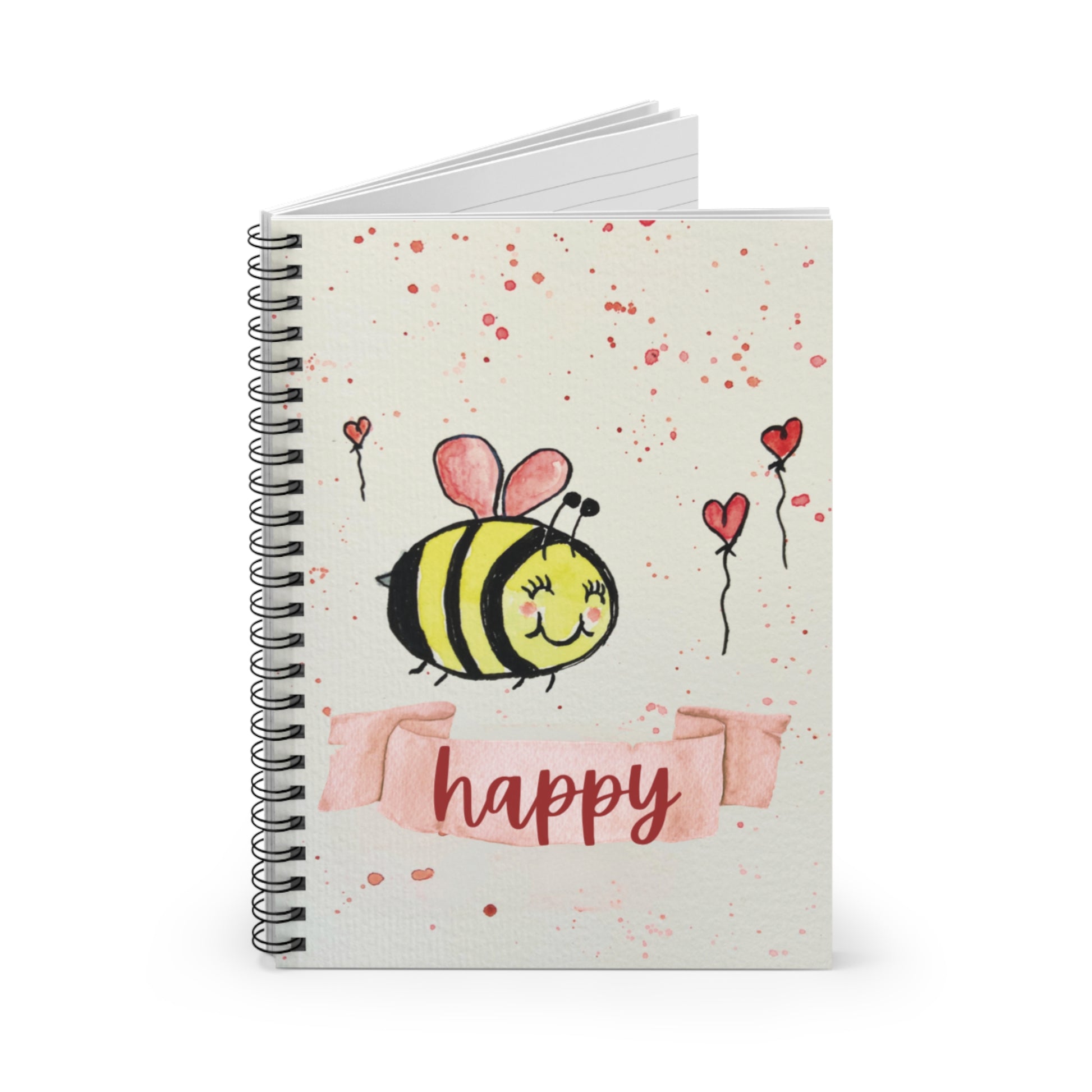 Bee Happy Spiral Notebook – Whimsical Watercolor Journal for Joy, Notes & Gifts