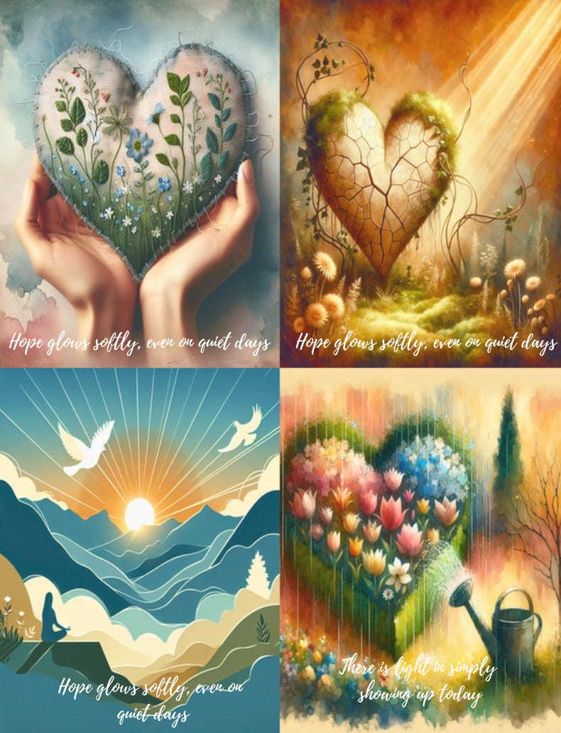Printable grief affirmation cards with garden watercolor art
